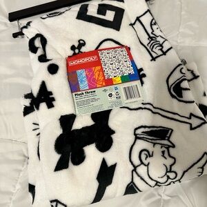 Monopoly Plush Throw Blanket - Black and White